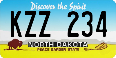 ND license plate KZZ234