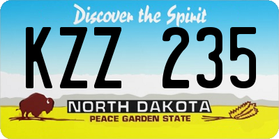 ND license plate KZZ235