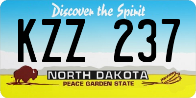 ND license plate KZZ237