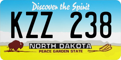 ND license plate KZZ238