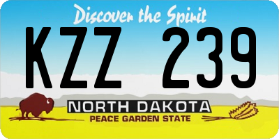 ND license plate KZZ239