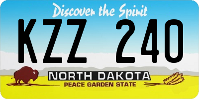 ND license plate KZZ240