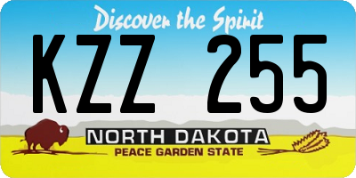 ND license plate KZZ255