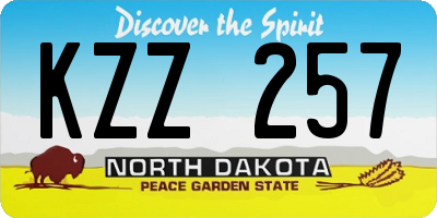ND license plate KZZ257