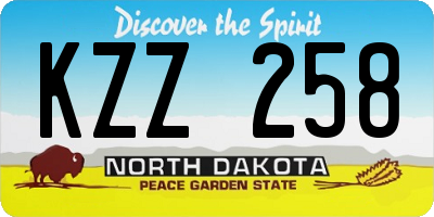 ND license plate KZZ258