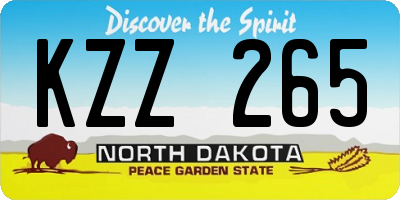 ND license plate KZZ265