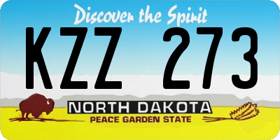 ND license plate KZZ273