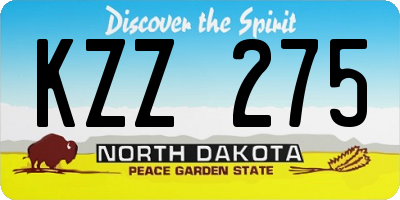 ND license plate KZZ275