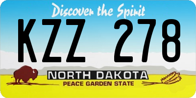 ND license plate KZZ278