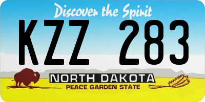 ND license plate KZZ283