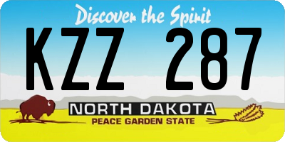 ND license plate KZZ287