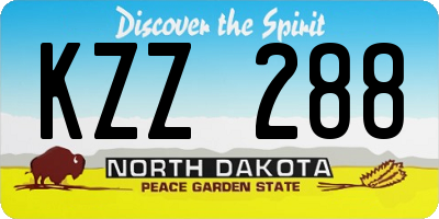 ND license plate KZZ288