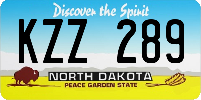 ND license plate KZZ289