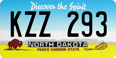 ND license plate KZZ293
