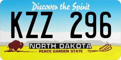 ND license plate KZZ296