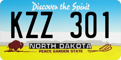 ND license plate KZZ301