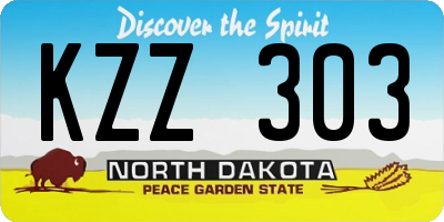 ND license plate KZZ303