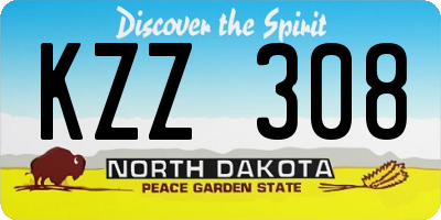 ND license plate KZZ308