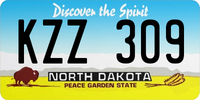 ND license plate KZZ309