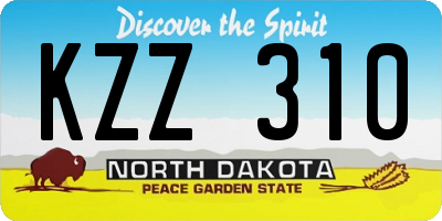 ND license plate KZZ310