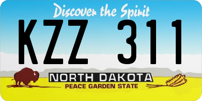 ND license plate KZZ311