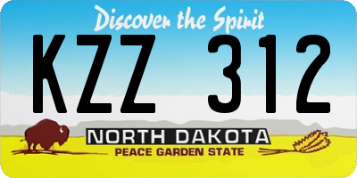 ND license plate KZZ312