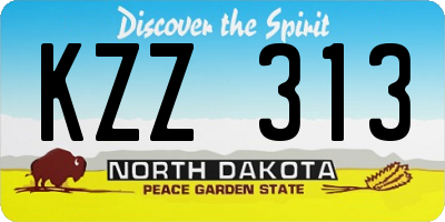 ND license plate KZZ313