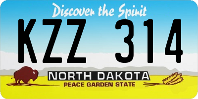 ND license plate KZZ314