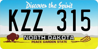 ND license plate KZZ315