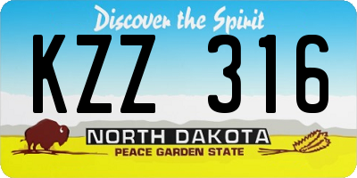 ND license plate KZZ316