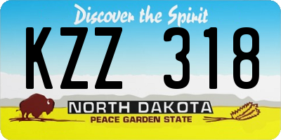 ND license plate KZZ318