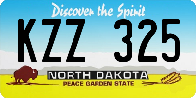 ND license plate KZZ325