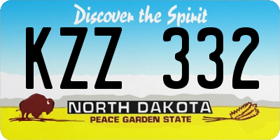 ND license plate KZZ332