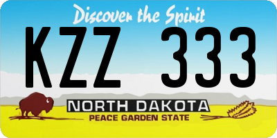 ND license plate KZZ333