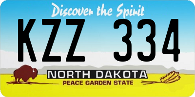 ND license plate KZZ334