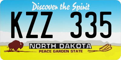 ND license plate KZZ335