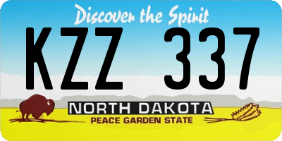 ND license plate KZZ337