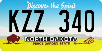 ND license plate KZZ340