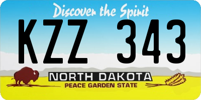 ND license plate KZZ343