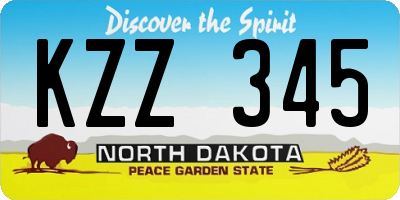 ND license plate KZZ345