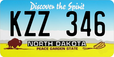 ND license plate KZZ346