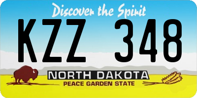 ND license plate KZZ348