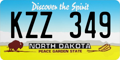 ND license plate KZZ349