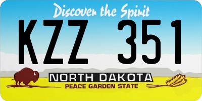 ND license plate KZZ351