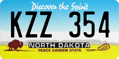 ND license plate KZZ354