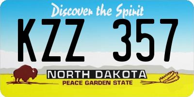 ND license plate KZZ357