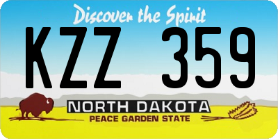 ND license plate KZZ359