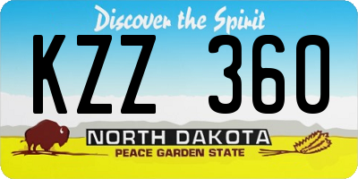 ND license plate KZZ360