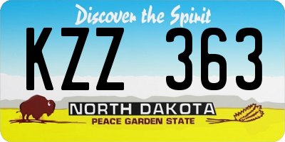 ND license plate KZZ363