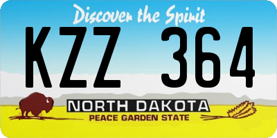 ND license plate KZZ364